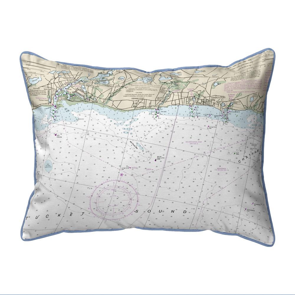 Harwich Port, MA Nautical Map Small Corded Indoor/Outdoor Pillow 11x14. Picture 1