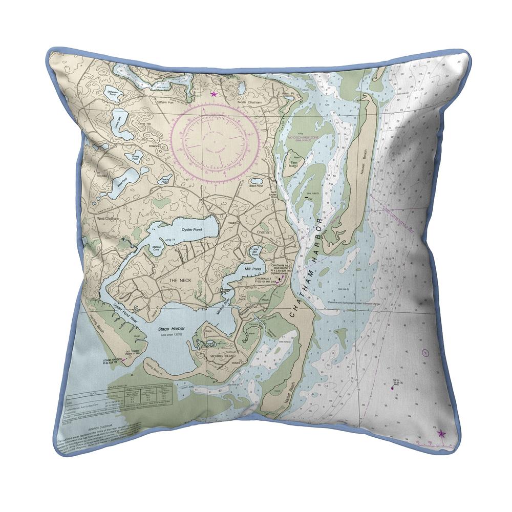 Chatham Harbor, MA Nautical Map Small Corded Indoor/Outdoor Pillow 12x12. Picture 1