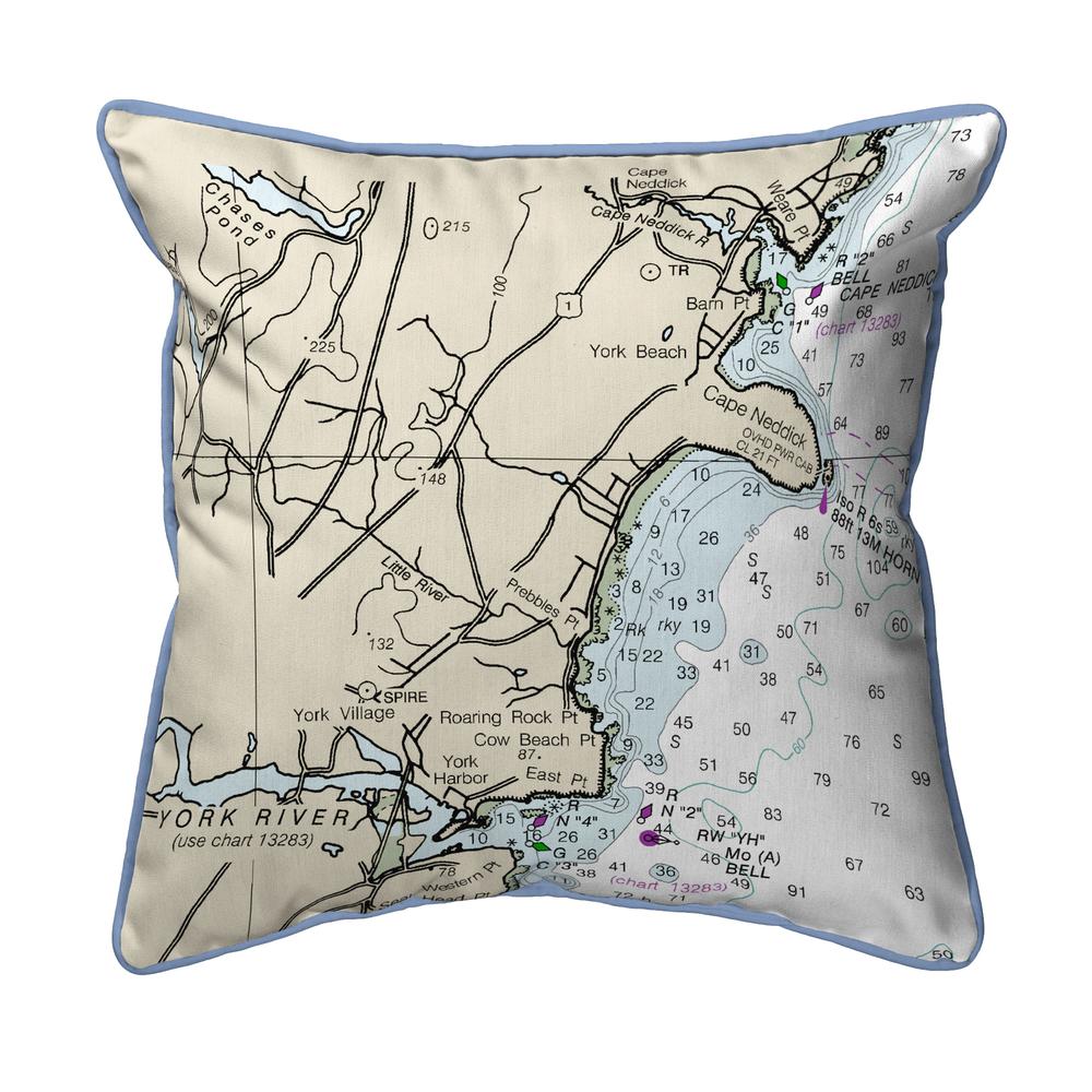 Cape Neddick, ME Nautical Map Small Corded Indoor/Outdoor Pillow 12x12. Picture 1