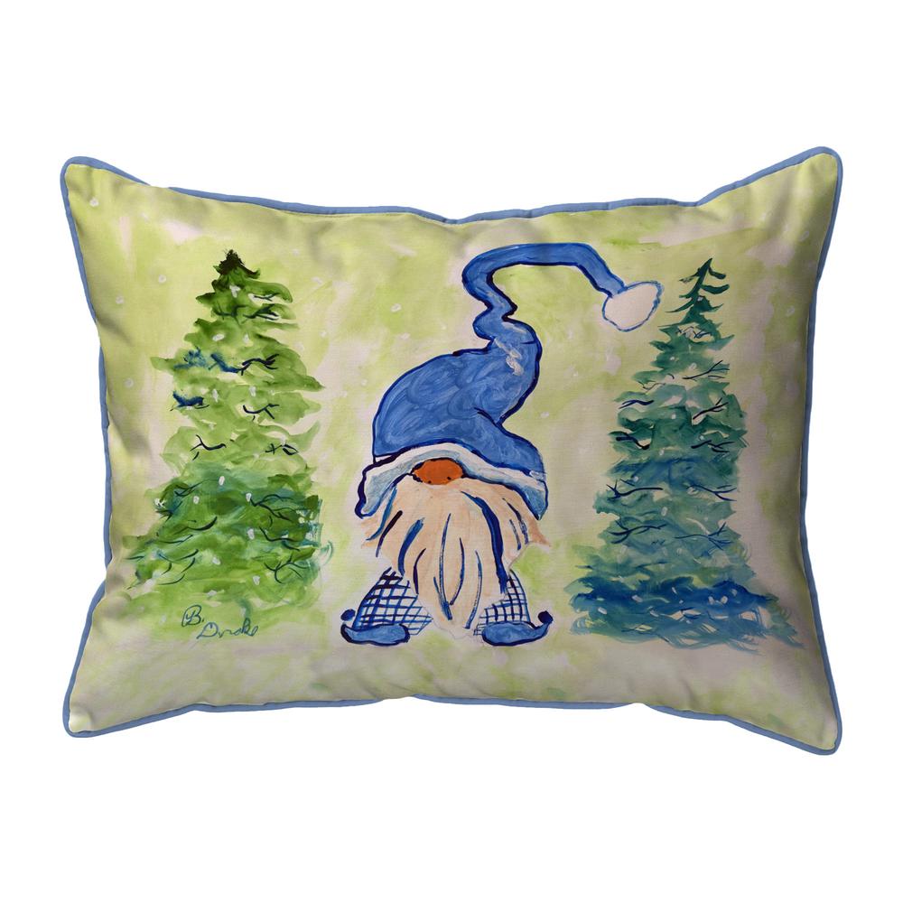 Gnome & Christmas Trees Small Indoor/Outdoor Pillow 11x14. Picture 1