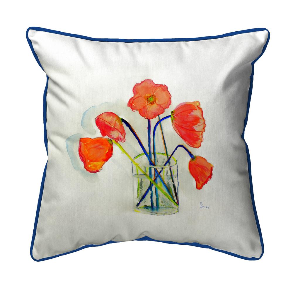 Poppies in Vase Small Indoor/Outdoor Pillow 12x12. Picture 1