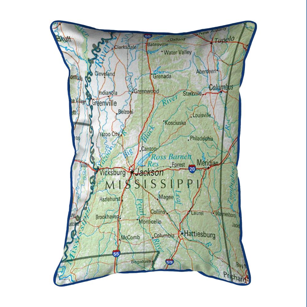 Mississippi, MS Nautical Map Small Corded Indoor/Outdoor Pillow 11x14. Picture 1