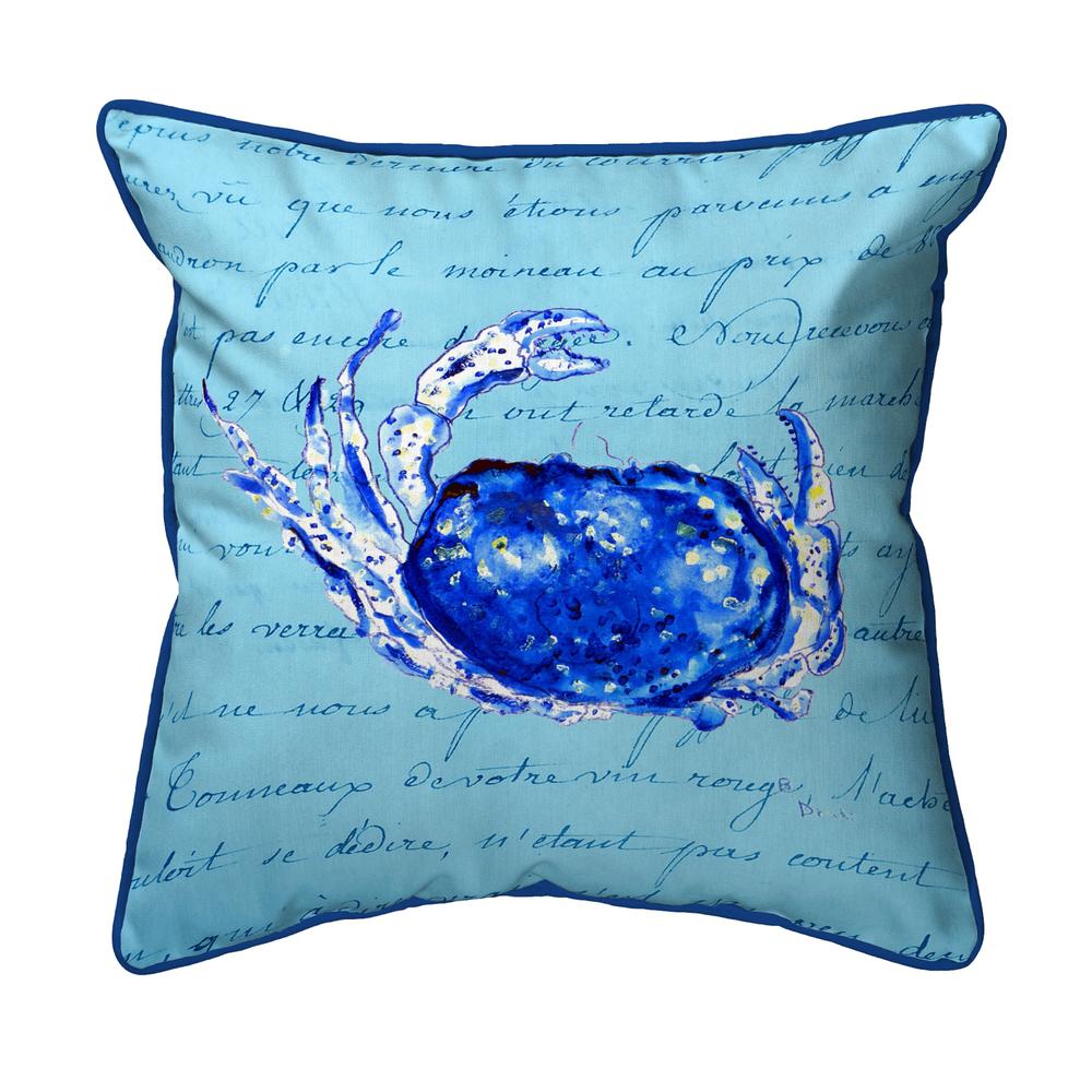 Blue Script Crab Small Indoor/Outdoor Pillow 12x12. Picture 1