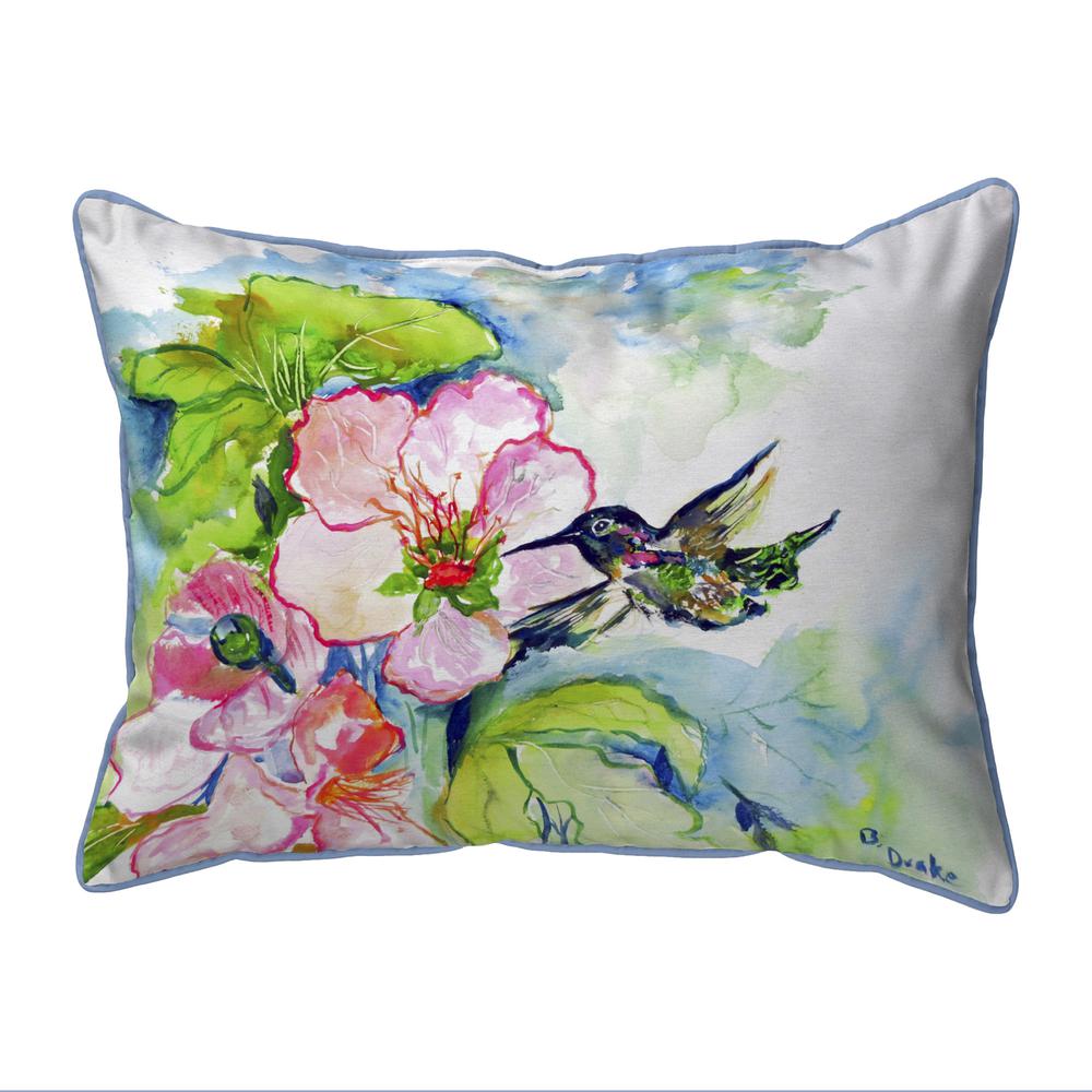 Hummingbird & Hibiscus Small Indoor/Outdoor Pillow 11x14. Picture 1