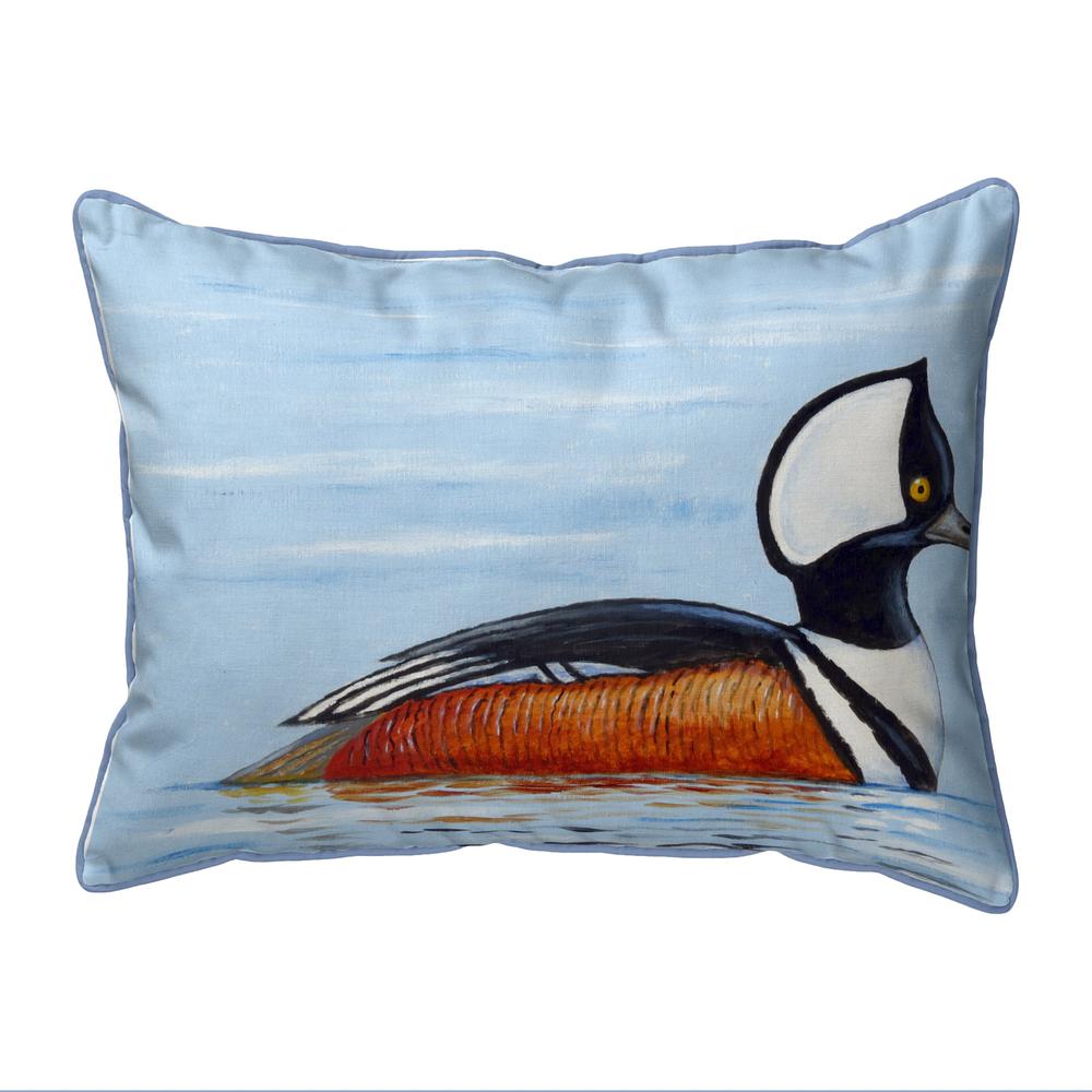 Hooded Merganser Small Indoor/Outdoor Pillow 11x14. Picture 1