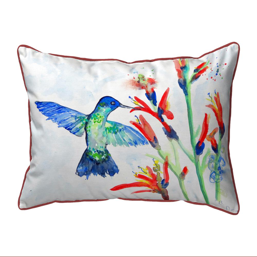 Hummingbird & Fire Plant Small Outdoor/Indoor Pillow 11x14. Picture 1