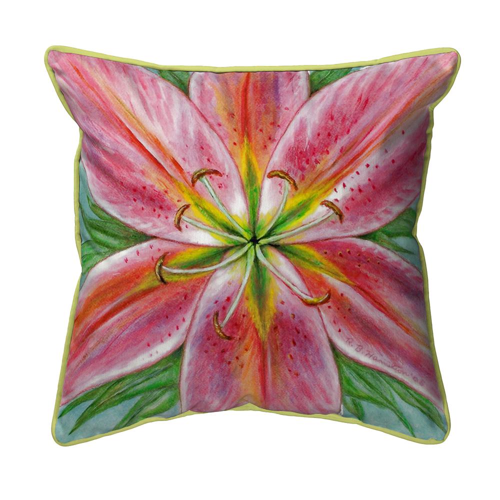 Pink Lily Small Indoor/Outdoor Pillow  12x12. Picture 1