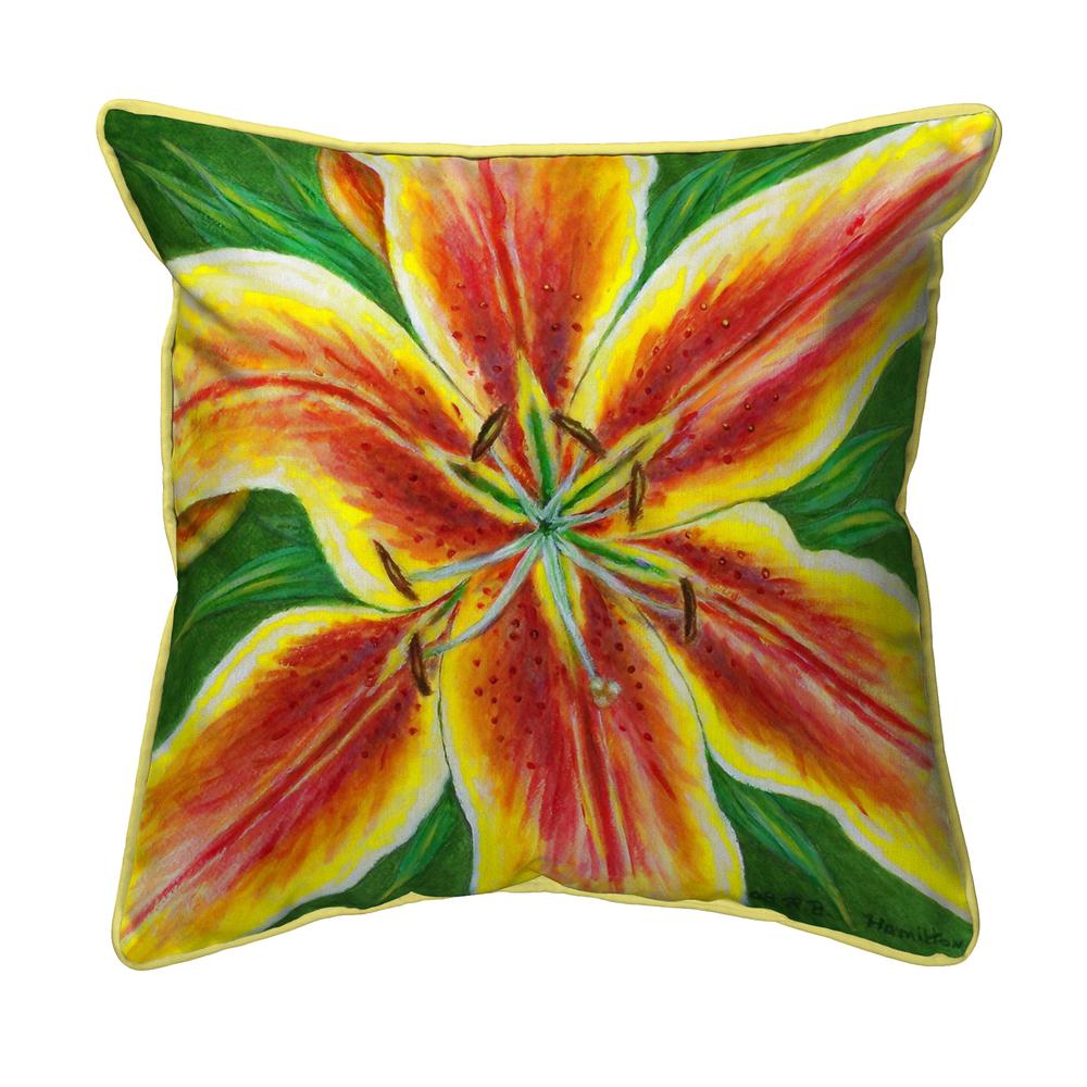 Yellow Lily Small Indoor/Outdoor Pillow 12x12. Picture 1