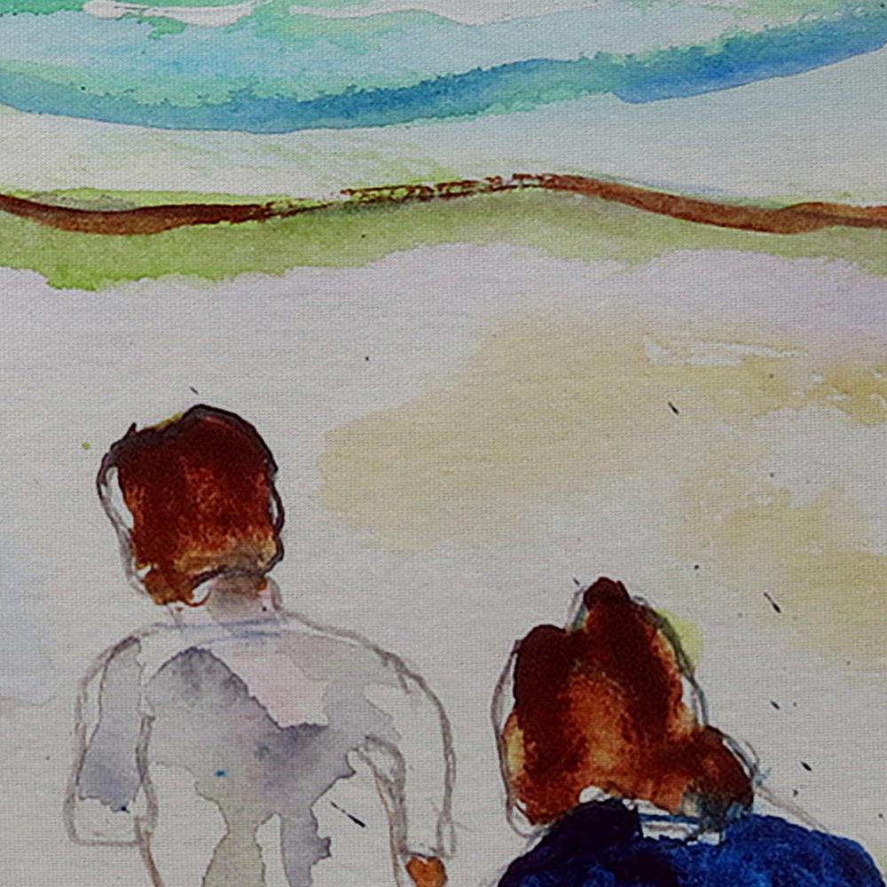 Running at the Beach Small Pillow 11x14. Picture 3