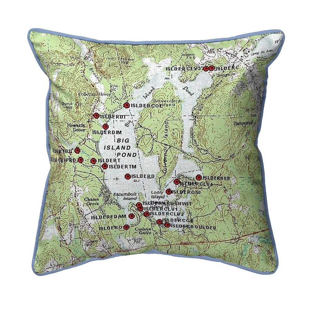 Big Island Pond, NH Nautical Map Small Corded Indoor/Outdoor Pillow 12x12. Picture 1