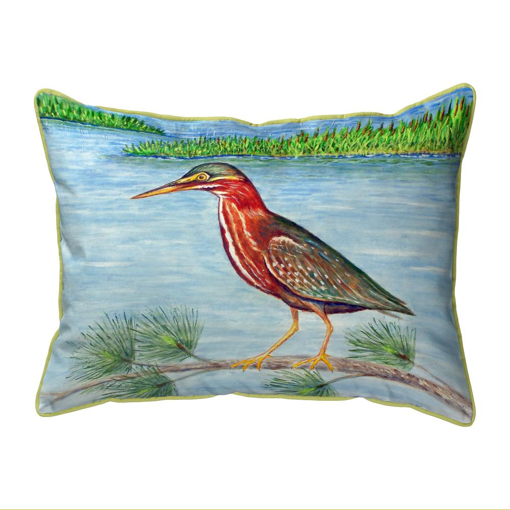 Green Heron II Small Indoor/Outdoor Pillow 11x14. Picture 1