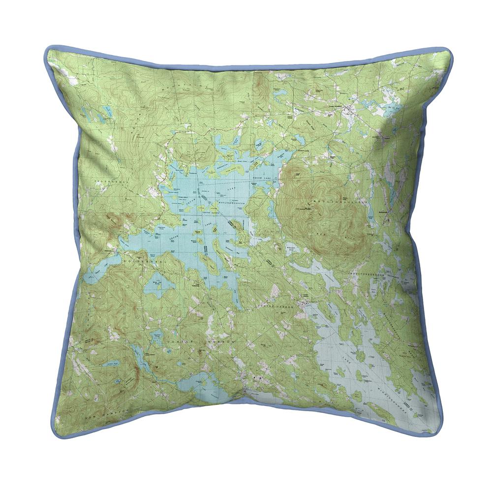 Squam Lake, NH Nautical Map Small Corded Indoor/Outdoor Pillow 12x12. Picture 1
