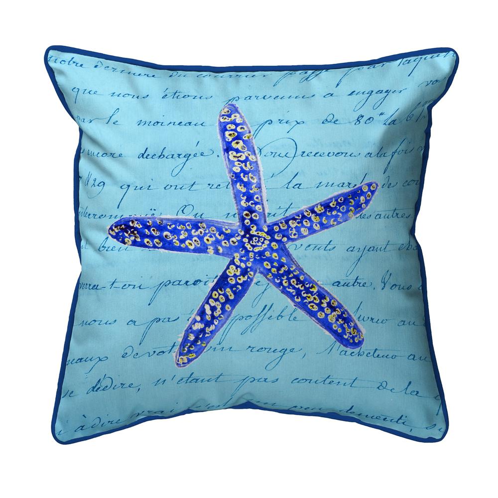 Blue Starfish Small Indoor/Outdoor Pillow 12x12. Picture 1