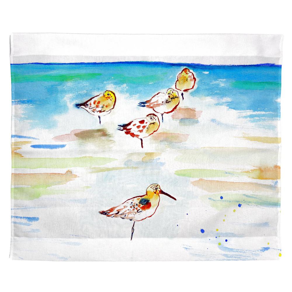 Five Sanderlings Outdoor Wall Hanging 24x30. Picture 1