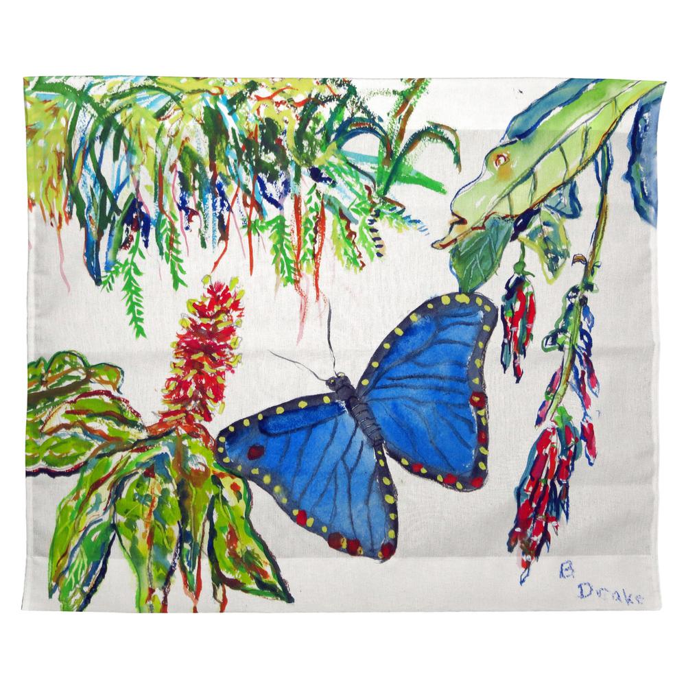 Morpho & Flowers Outdoor Wall Hanging 24x30. Picture 1