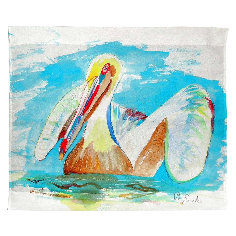 Pelican in Teal Wall Hanging 24x30. Picture 1