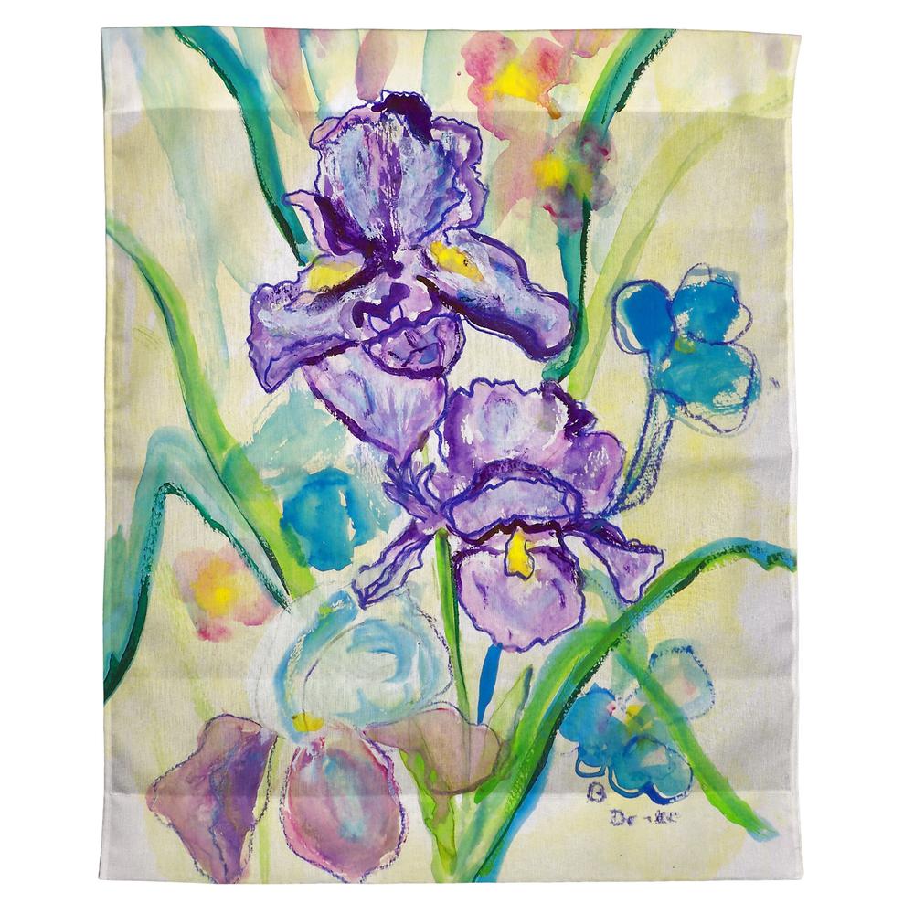 Two Irises Outdoor Wall Hanging 24x30. Picture 1