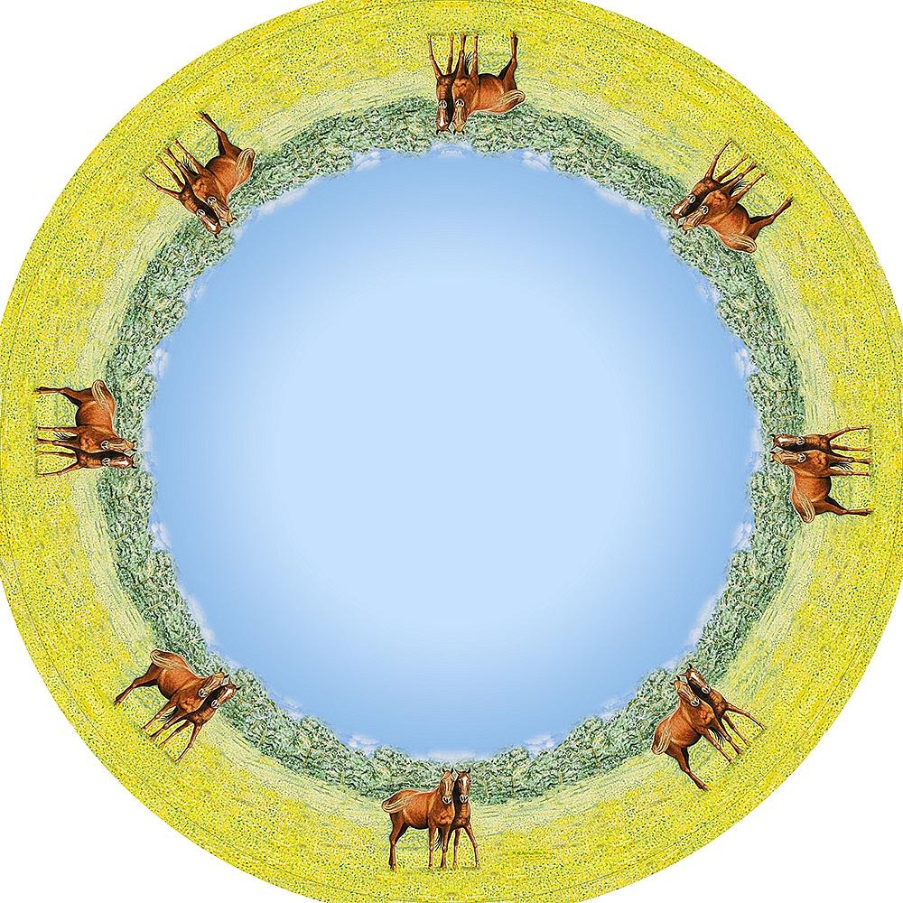 Horse Round Table Cloth 58. Picture 1