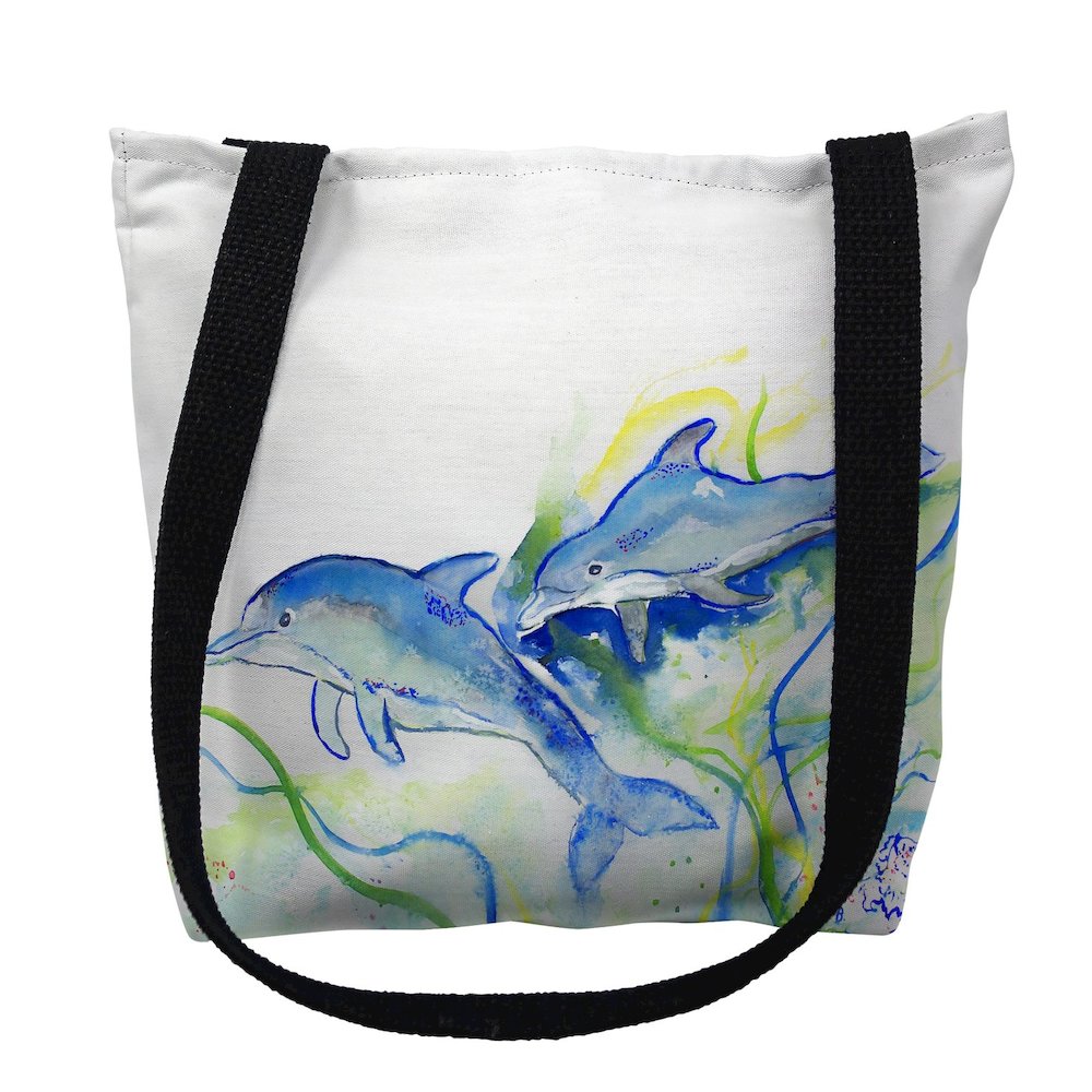 Betsy's Dolphins Large Tote Bag 18x18. Picture 1