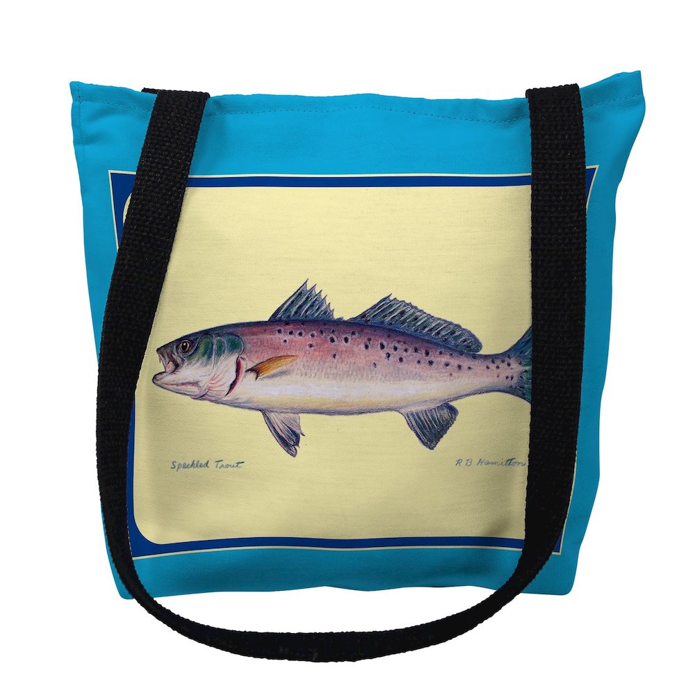 Multi Fish II Border Small Tote Bag 13x13. Picture 1