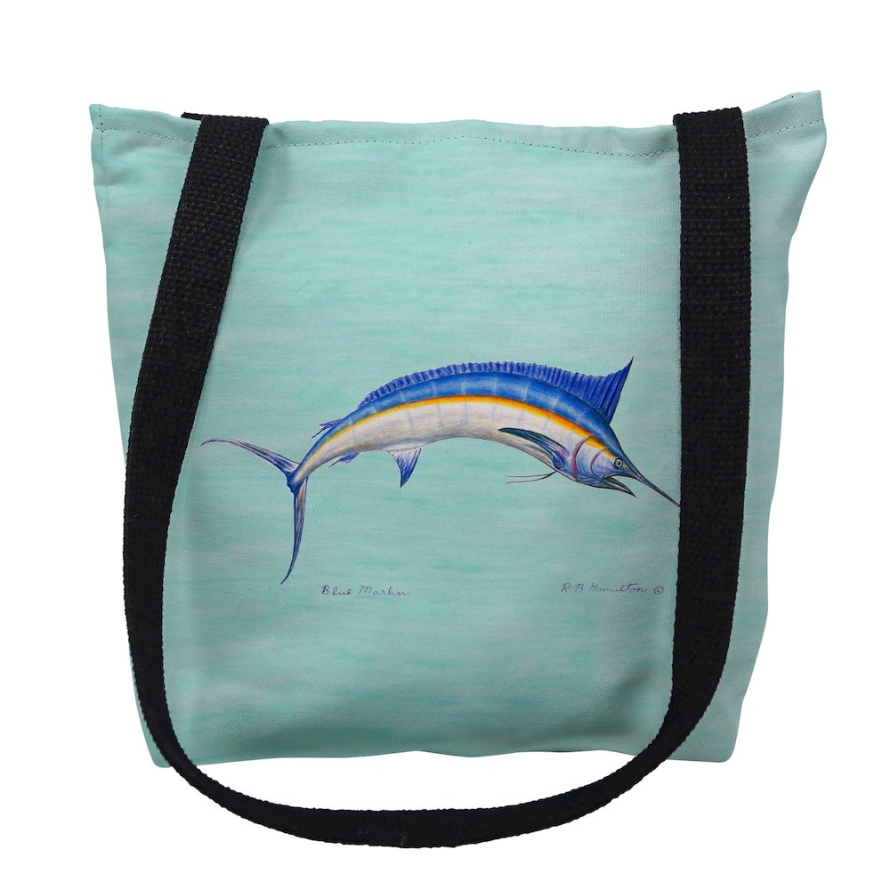 Blue Marlin - Teal Medium Tote Bag 16x16. Picture 1