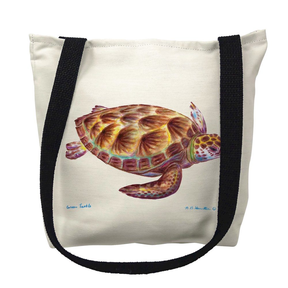 Green Sea Turtle Medium Tote Bag 16x16. Picture 1