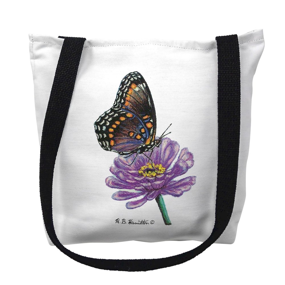 Red Spotted Purple Butterfly Medium Tote Bag 16x16. Picture 1