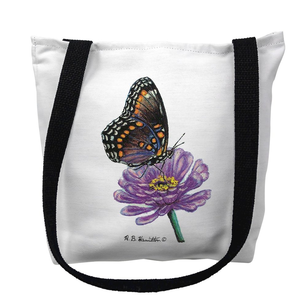 Red Spotted Purple Butterfly Small Tote Bag 13x13. Picture 1