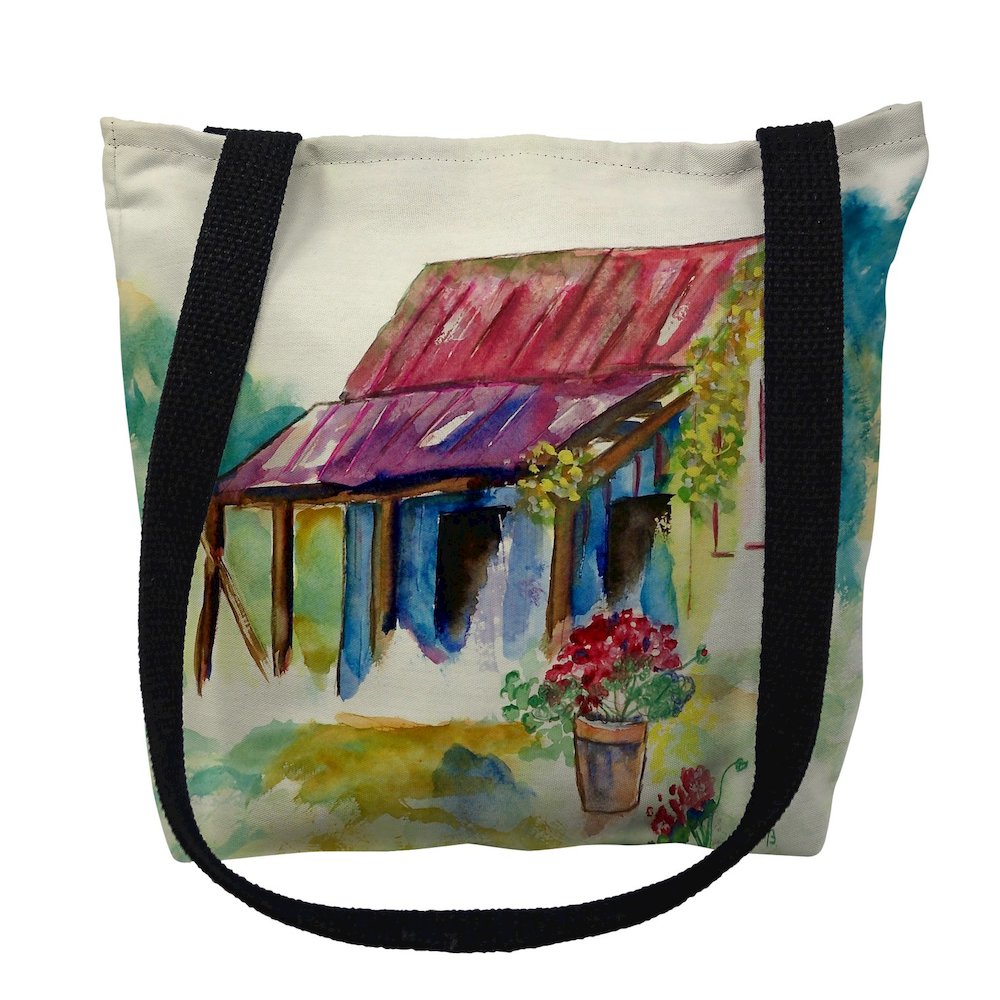 Barn & Geranium Large Tote Bag 18x18. Picture 1