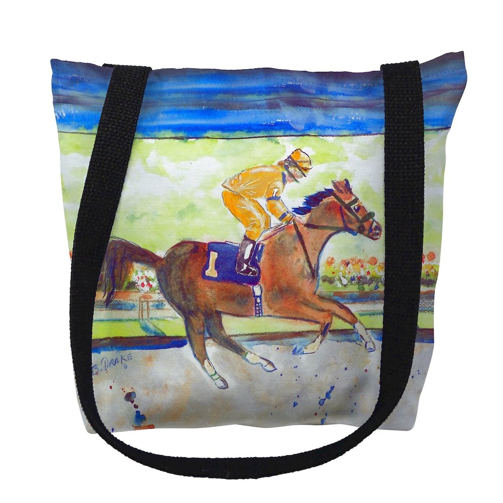 Racing Horse Gold Medium Tote Bag 16x16. Picture 1