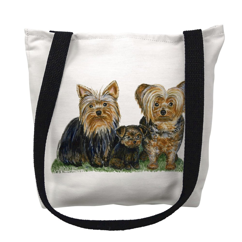 Yorkies Medium Tote Bag 16x16. Picture 1