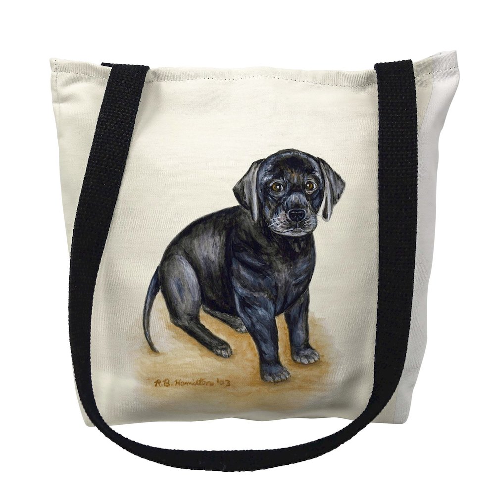 Black Lab Medium Tote Bag 16x16. Picture 1