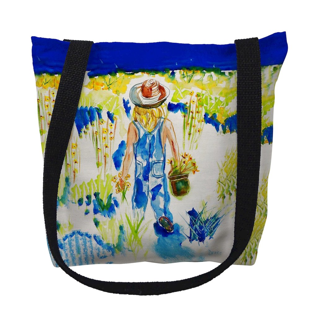 Garden Girl Medium Tote Bag 16x16. Picture 1