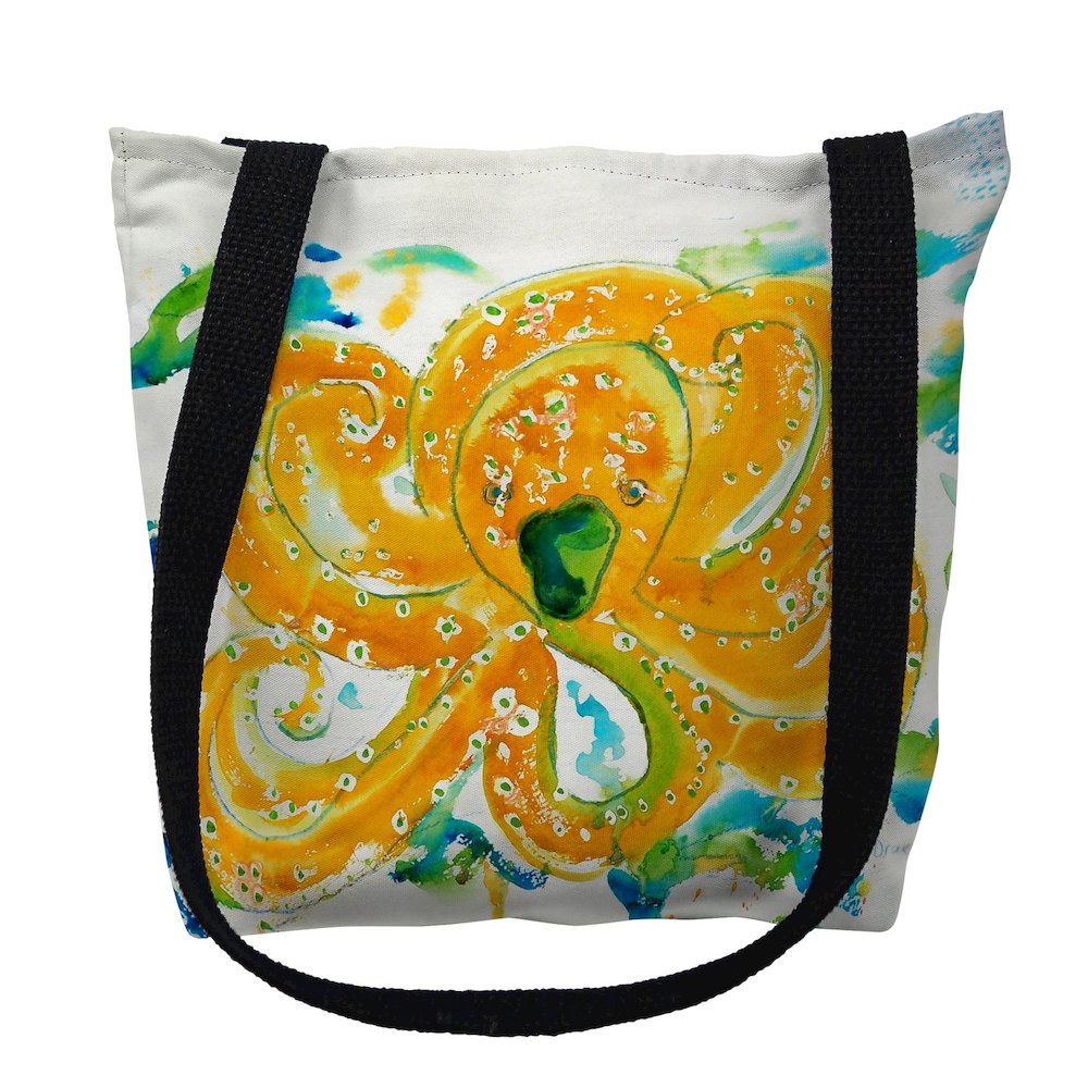 Orange Octopus Large Tote Bag 18x18. Picture 1