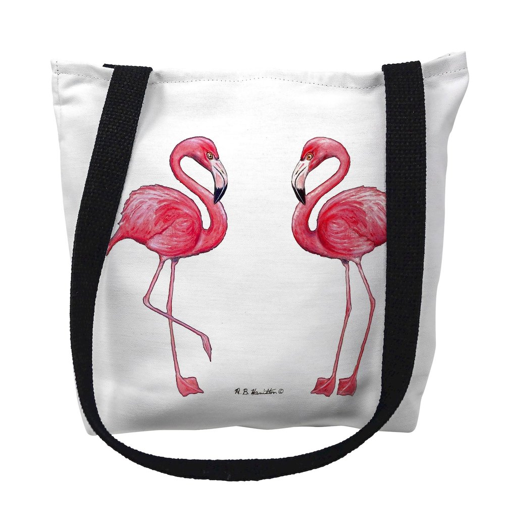 Flamingo White Background Medium Tote Bag 16x16. Picture 1