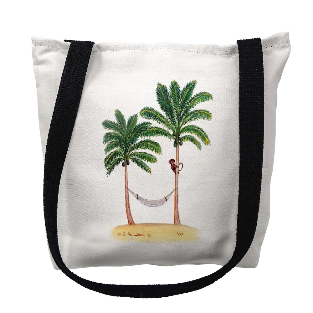 Palm Trees & Monkey Large Tote Bag 18x18. Picture 1
