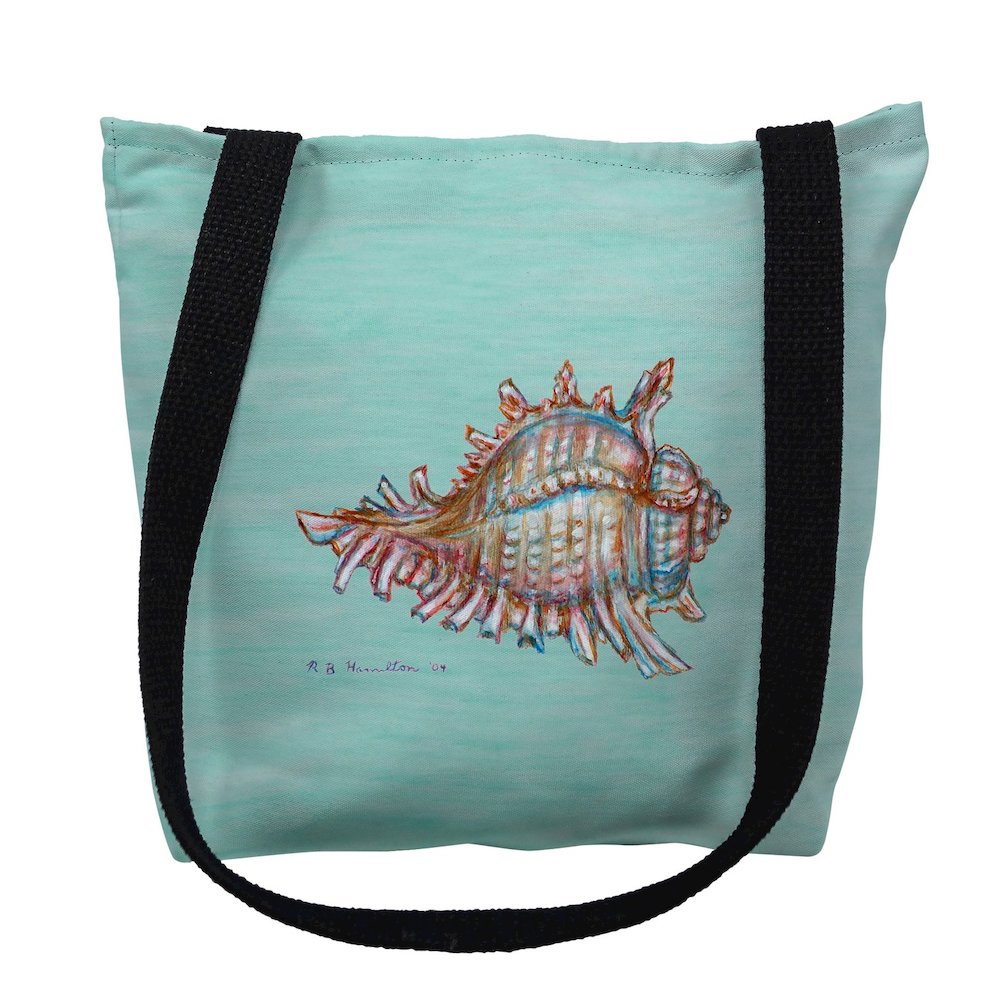 Conch on Aqua Small Tote Bag 13x13. Picture 1