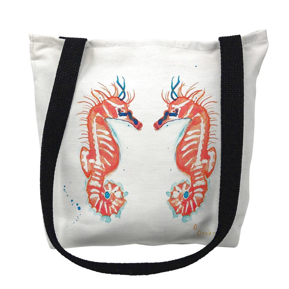Coral Sea Horses Medium Tote Bag 16x16. Picture 1