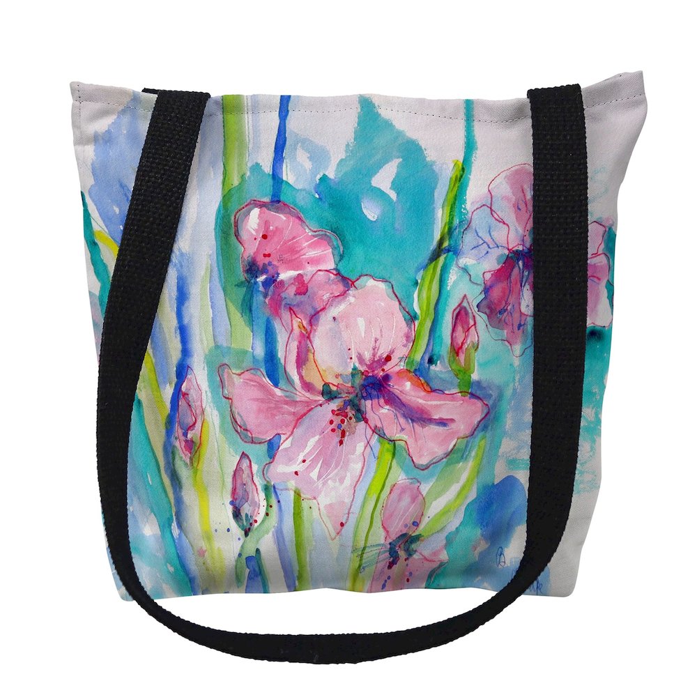 Pink Iris Medium Tote Bag 16x16. Picture 1