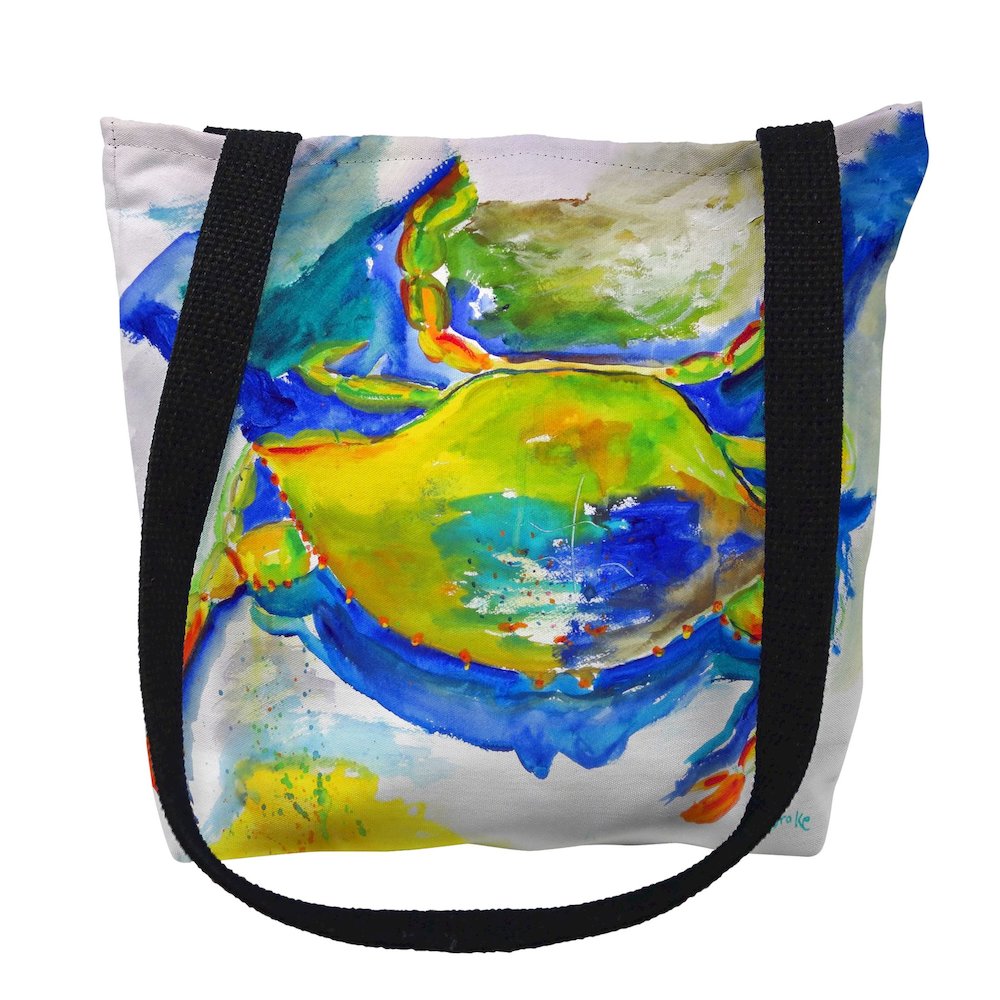 Blue & Yellow Crab Medium Tote Bag 16x16. Picture 1