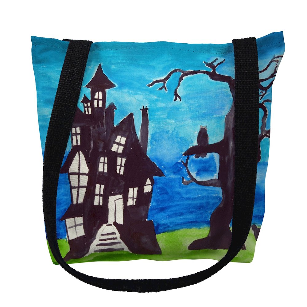 Haunted House Large Tote Bag 18x18. Picture 1