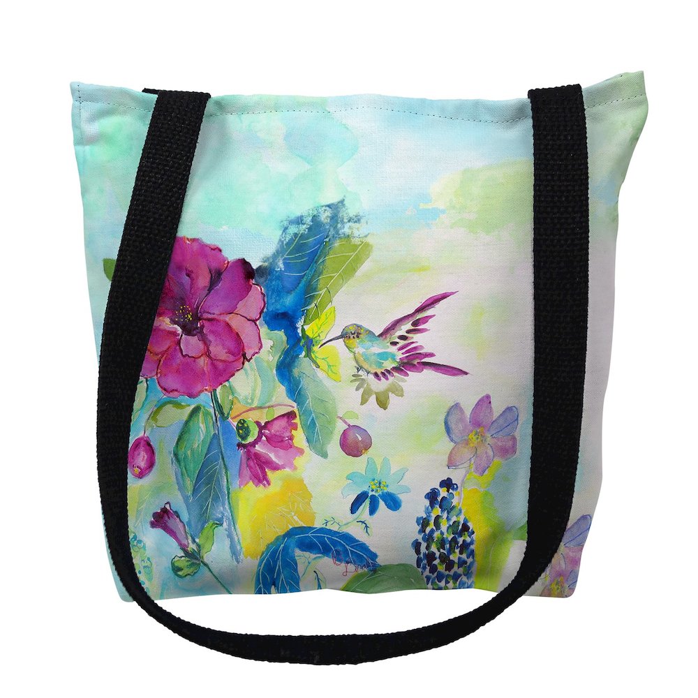 Hummingbird & Garden Small Tote Bag 13x13. Picture 1