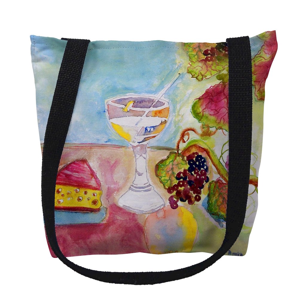 Wine & Cheese Medium Tote Bag 16x16. Picture 1