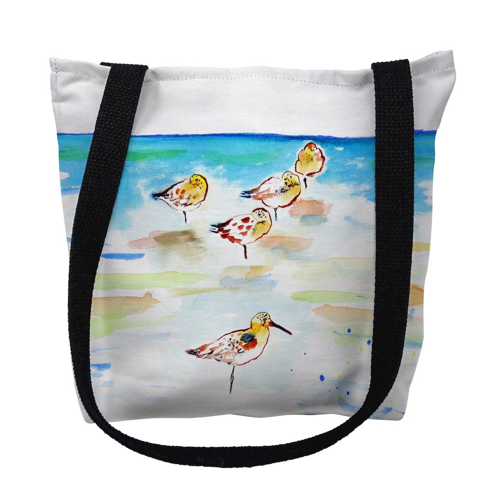 Five Sanderlings Large Tote Bag 18x18. Picture 1