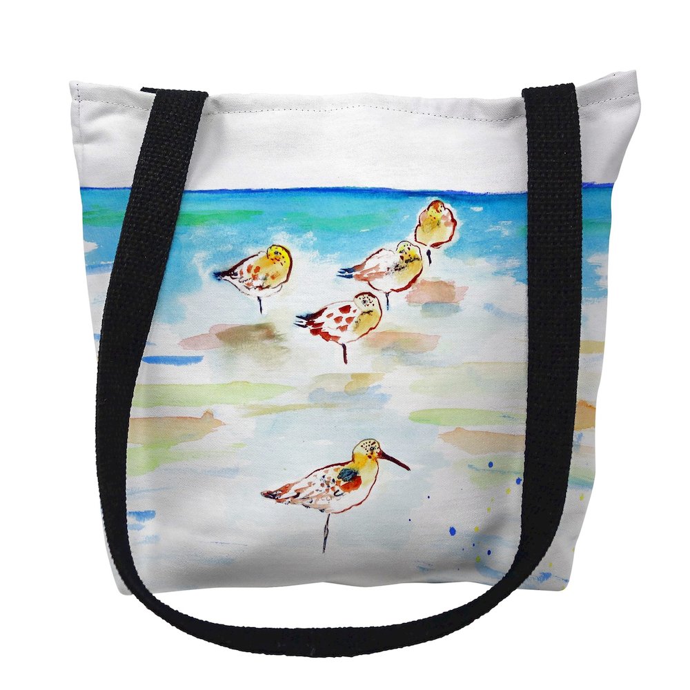 Five Sanderlings Medium Tote Bag 16x16. Picture 1