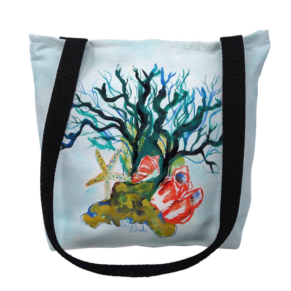 Starfish Coral Shells Small Tote Bag 13x13. Picture 1