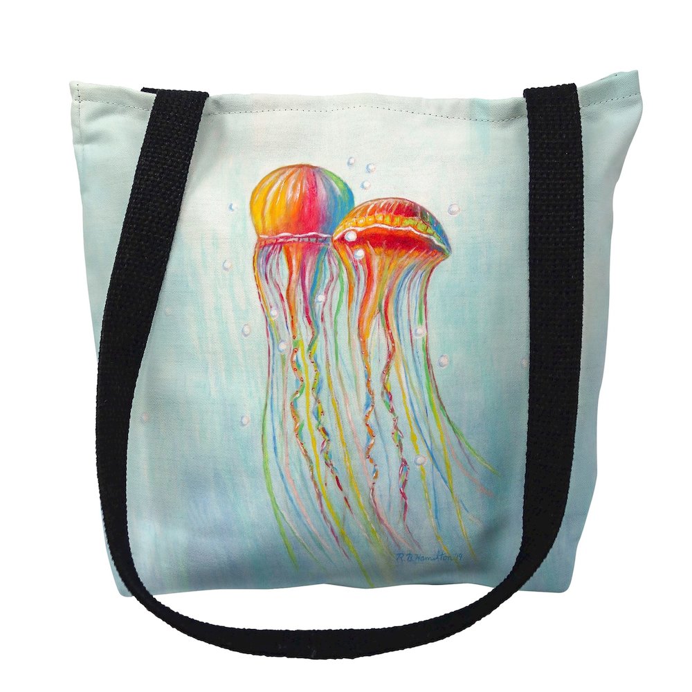 Colorful Jellyfish Medium Tote Bag 16x16. Picture 1