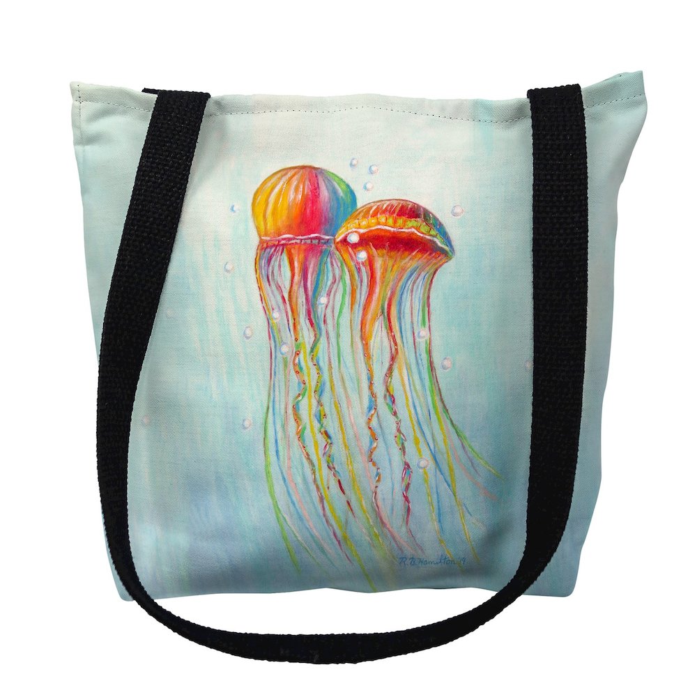 Colorful Jellyfish Small Tote Bag 13x13. Picture 1
