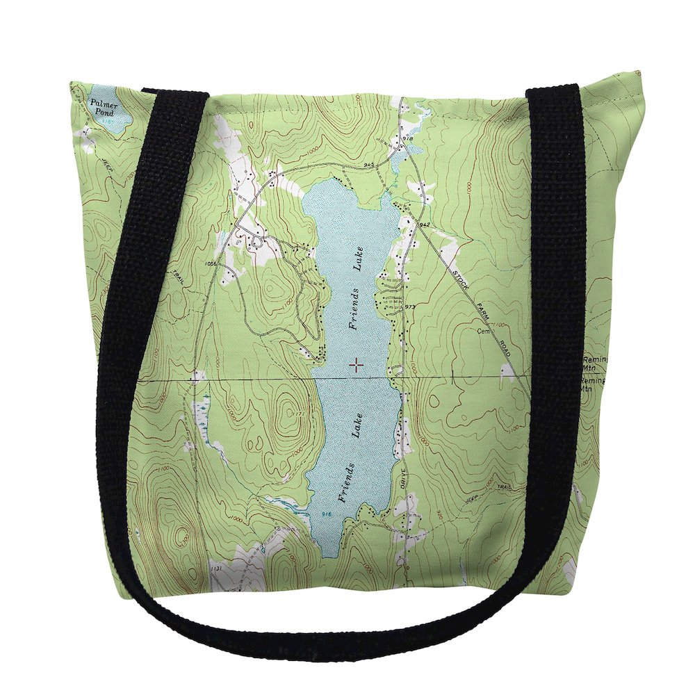 Friends Lake, Adirondacks, NY Nautical Map Medium Tote Bag 16x16. Picture 1