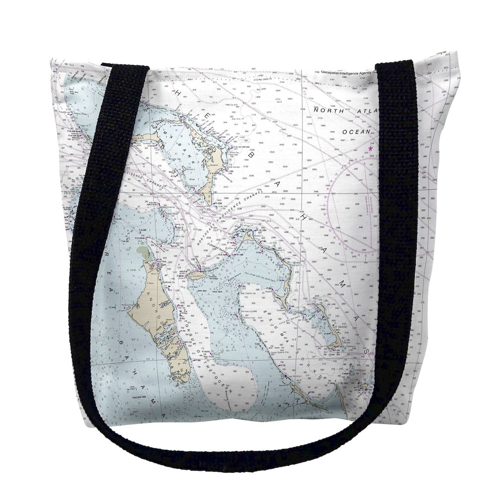 Bahamas Nautical Map Medium Tote Bag 16x16. Picture 1